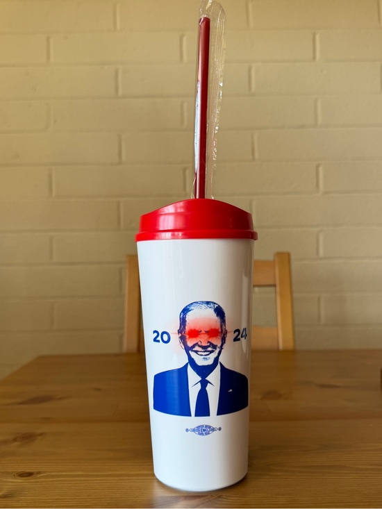 Official Biden Harris 2024 Campaign Other - New President Joe Biden 2024 Insulated Plastic Cup Dark Brandon w/ Straw